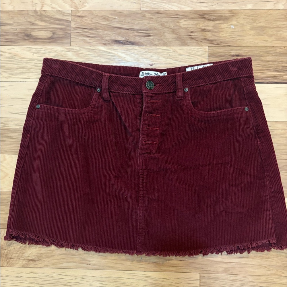 Indigo Rein Corduroy Mini Skirt - Burgundy